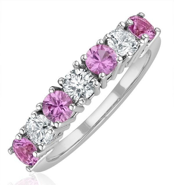 Pink Sapphire 1.15ct and Diamond Ring 0.50ct 18K White Gold Ft32